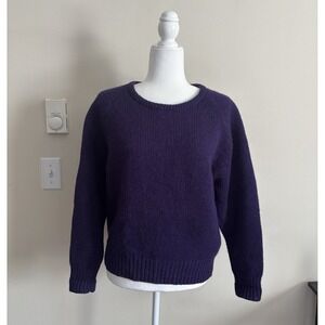 Vintage LL Bean WOOL Sweater Womens‎ Medium Purple Heavy Outdoor Cabincore *FLAW